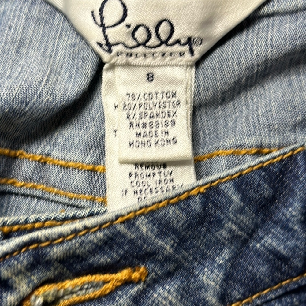 Lilly Pulitzer Women’s Size 8 Embroidered Jeans w Embroidered Parrots and Flower - Picture 5 of 12